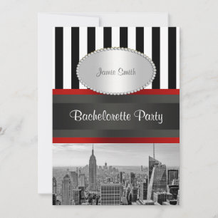 Invitation Paysage de NYC BW Noir et Blanc Rayé 2P Enterremen