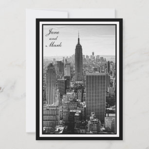 Invitation Paysage de NYC Emp State Building, WTC BW Invitati