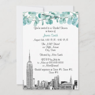 Invitation Paysage de NYC ESB Gravure Eucalyptus Enterrement