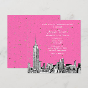 Invitation Paysage de NYC Gravé Starry DIY Fond de Couleur Ca