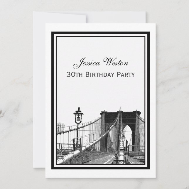 Invitation Paysage de NYC Pont de Brooklyn #2 Fête d'annivers (Devant)