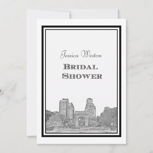 Invitation Paysage de NYC Washington Sq Gravé DIY Mariage (Devant)