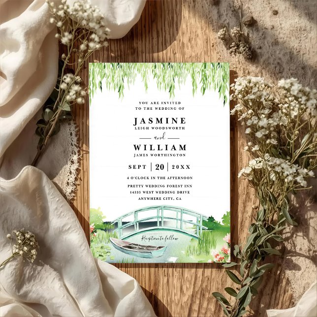 Invitation Paysage de rivière romantique Mariage rustique QR  (Créateur téléchargé)
