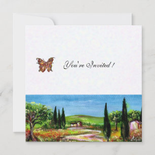 Invitation PAYSAGE DE TOSCANE 5,jaune vert blanc