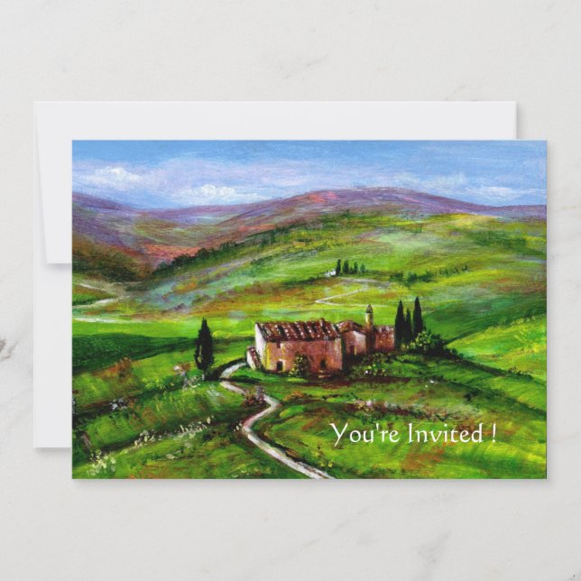 INVITATION PAYSAGE DE TOSCANE AVEC COLLINES VERTES (Devant)