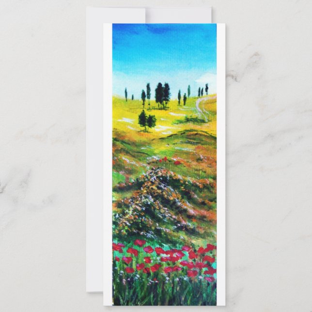 Invitation PAYSAGE DE TOSCANE AVEC COQUELICOTS, blanc (Devant)