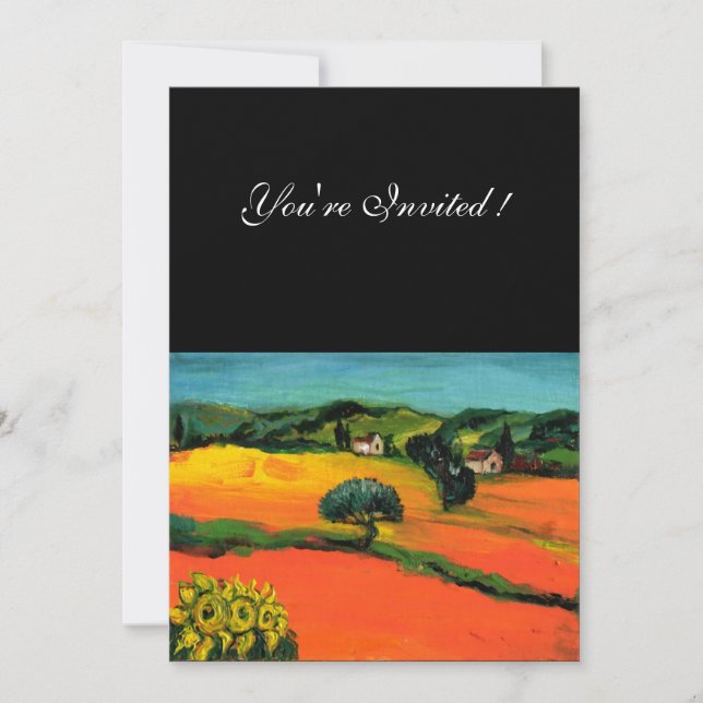 Invitation PAYSAGE DE TOSCANE, bleu vert jaune orange (Devant)