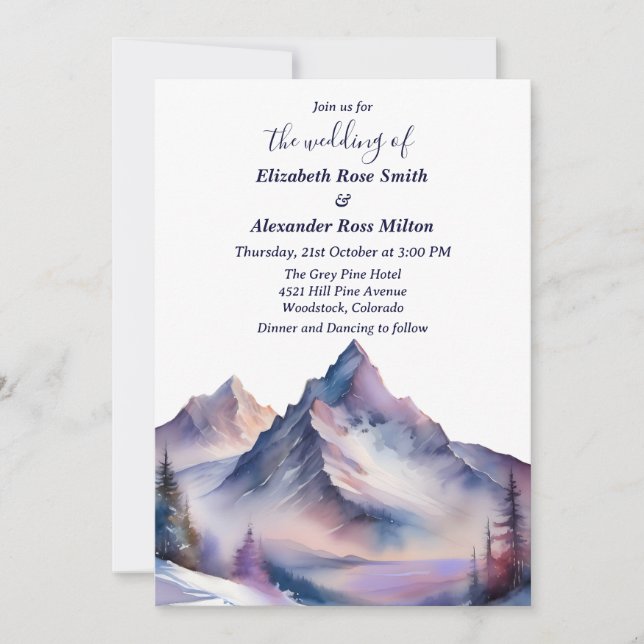 Invitation Paysage des montagnes couvertes de neige mariage