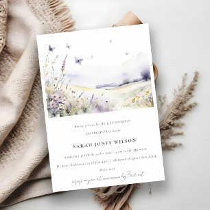 Invitation Paysage des papillons Fleurs sauvages Lilac Annive