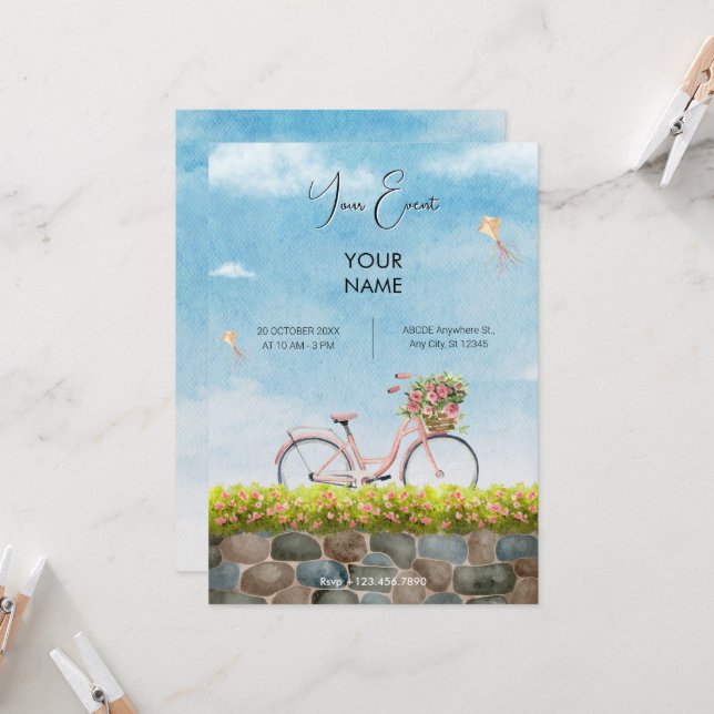 Invitation Paysage des vélos Blue Sky (Devant/Arrière en situation)