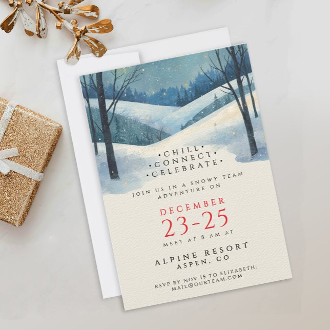 Invitation Paysage d'hiver à l'aquarelle bleu élégant d'entre (Créateur téléchargé)