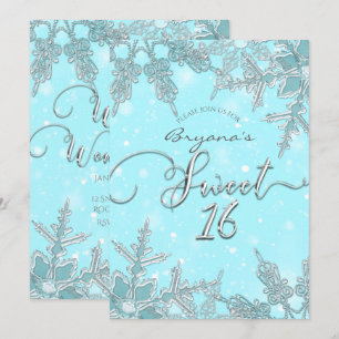 Invitation Paysage d'hiver bleu merveilleux Flocons de neige