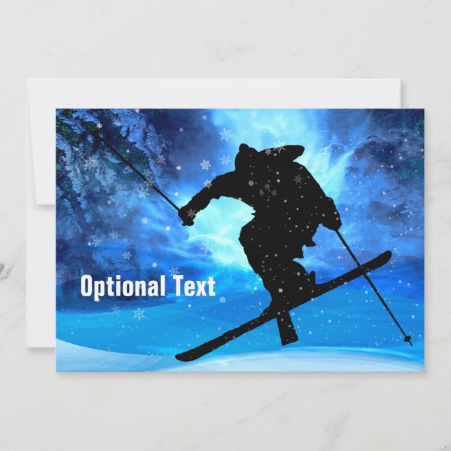 Invitation Paysage d'hiver et skieur de style libre - (Devant)