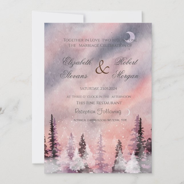 Invitation Paysage d'hiver Mariage de la forêt de Greenpine (Devant)