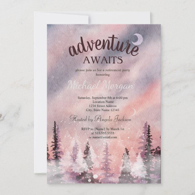 Invitation Paysage d'hiver Retraite de la forêt de Greenpine (Devant)