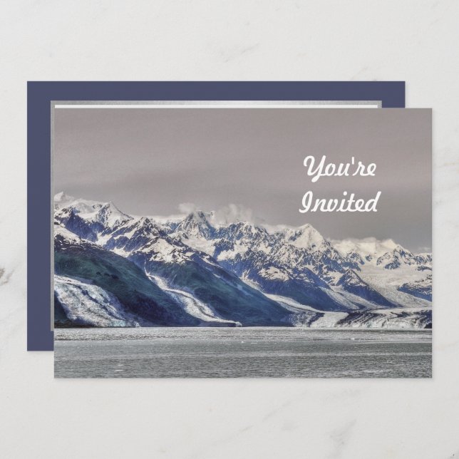Invitation Paysage du glacier du fjord de l'Alaska Photo Anni (Devant / Derrière)
