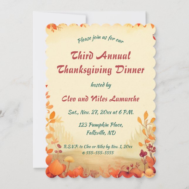 Invitation Paysage Editable Automne Thanksgiving (Devant)