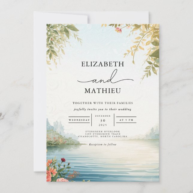 Invitation Paysage éthéré Mariage floral (Devant)