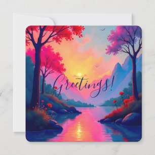 Invitation Paysage Fantastique de Rêve au Coucher de Soleil R