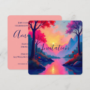 Invitation Paysage Fantastique de Rêve au Coucher de Soleil R