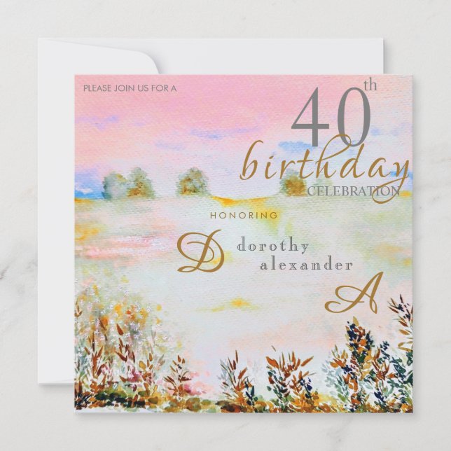 Invitation Paysage floral de prairie moderne Anniversaire (Devant)