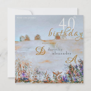 Invitation Paysage floral de prairie moderne Anniversaire