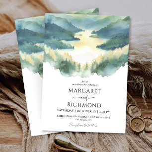 Invitation Paysage forestier de montagnes Mariage rustique br