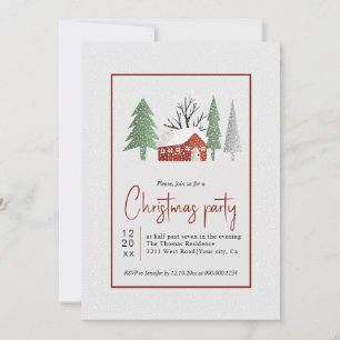 Invitation Paysage hivernal avec arbres et fête de Noël