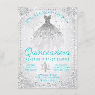 Invitation Paysage hivernal bleu sarcelle flocon de neige Qui
