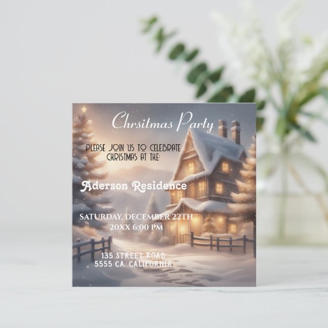 Invitation Paysage hivernal de Noël  Fête de Noël (Debout devant)