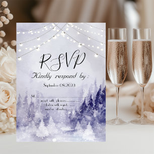 Invitation Paysage hivernal violet neige RSVP