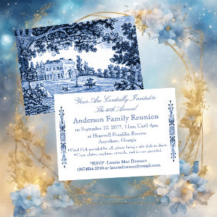 Invitation Paysage Maison victorienne bleu