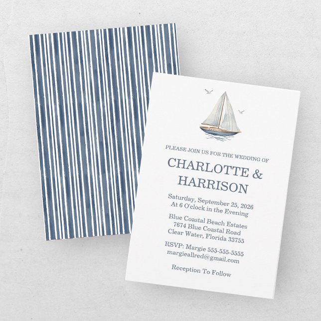 Invitation Paysage Marin Côtiers à l'Aquarelle Moderne pour M (Créateur téléchargé)