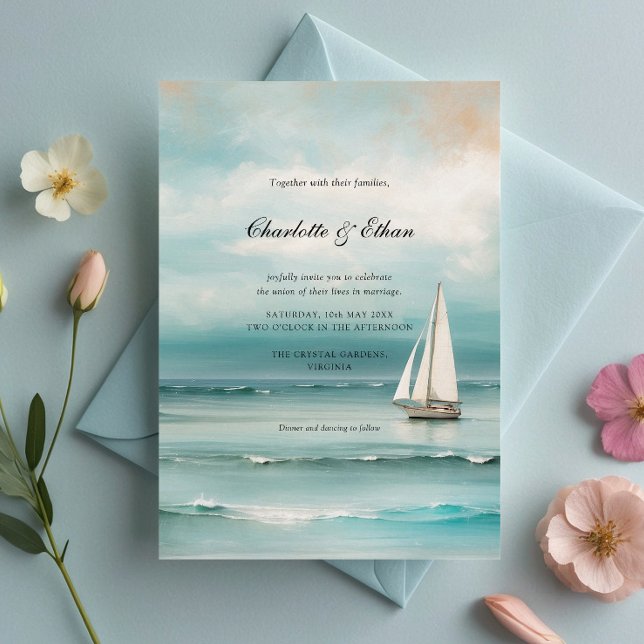 Invitation Paysage marin "voilier" Mariage élégant (Créateur téléchargé)