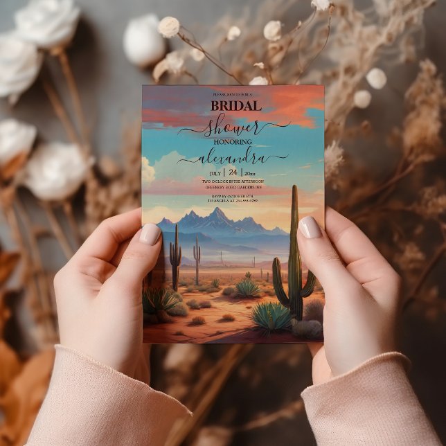 Invitation Paysage Moderne de Désert avec Cactus pour Mariage (Créateur téléchargé)