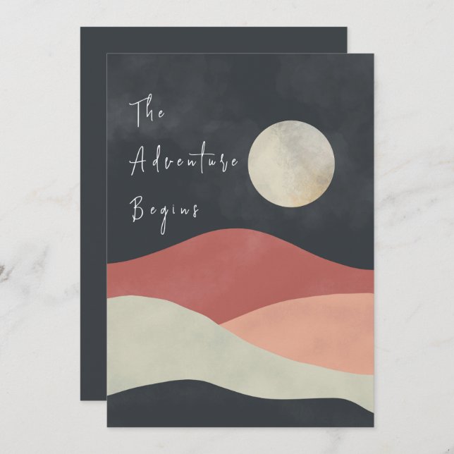 Invitation Paysage Montagne L'aventure commence Mariage (Devant / Derrière)