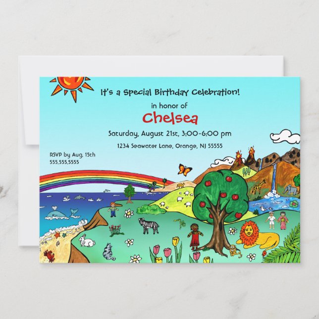 Invitation Paysage pour enfants idyllique — Paradis (Devant)