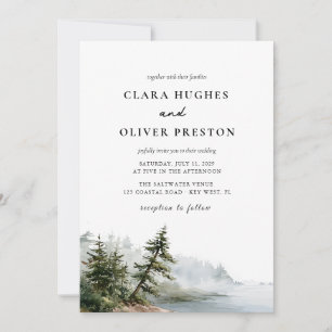 Invitation Paysage romantique de pins de la côte de l'Oregon
