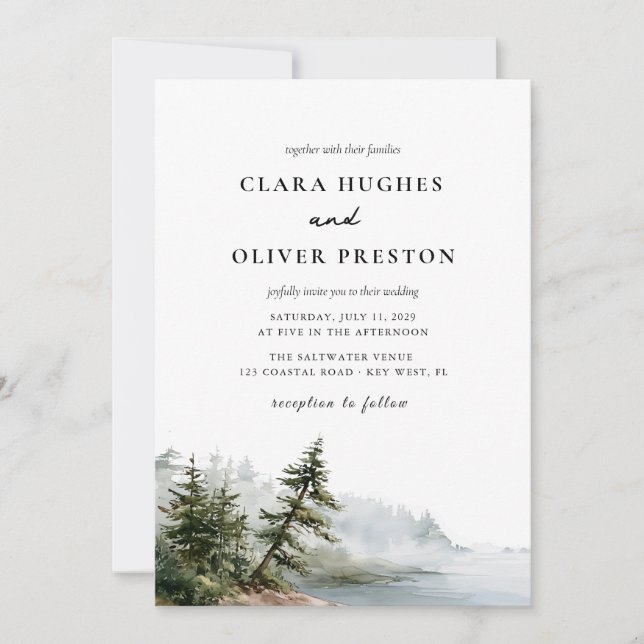 Invitation Paysage romantique de pins de la côte de l'Oregon  (Devant)