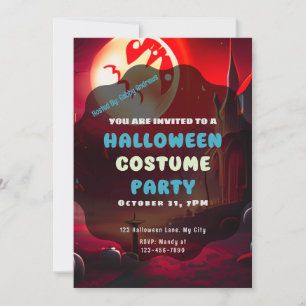 Invitation Paysage rouge effrayant Soleil effrayant Halloween