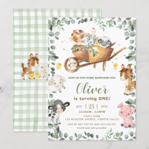 Invitation Paysage rustique Animaux de ferme Barnyard Anniver