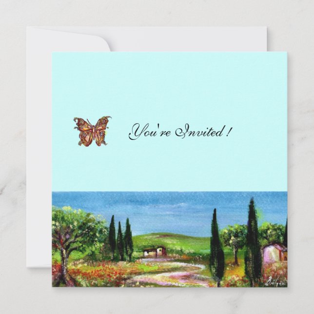Invitation paysage toscan 5,vert jaune bleu (Devant)