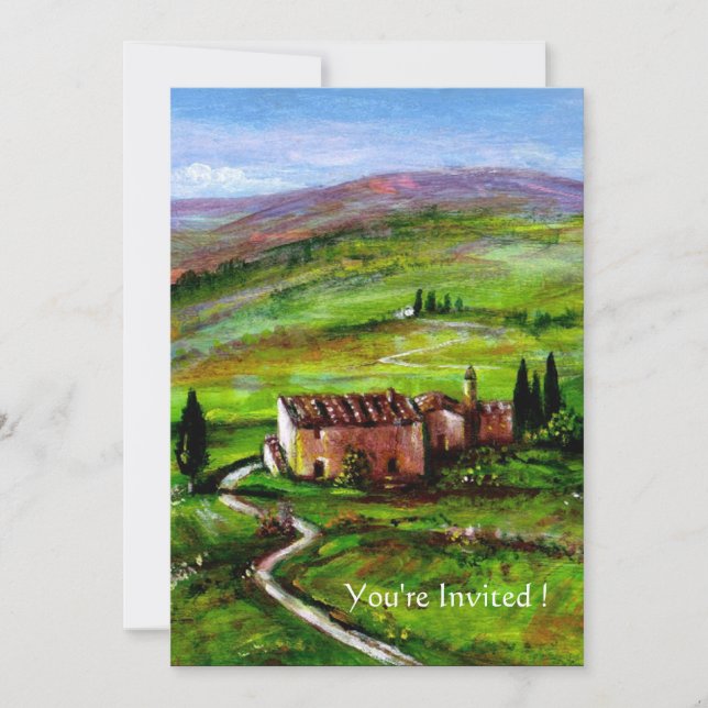 INVITATION PAYSAGE TOSCANE AUX COLLINES VERTES (Devant)