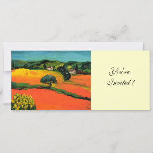 Invitation PAYSAGE TOSCANE, bleu vert jaune orange