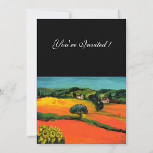 Invitation PAYSAGE TOSCANE, bleu vert jaune orange