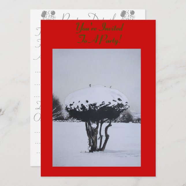 Invitation paysage unique de noël paysage de neige (Devant / Derrière)