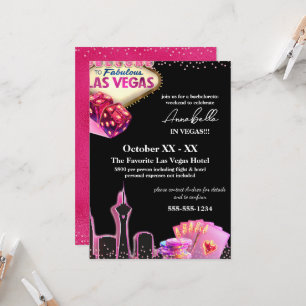 Invitation Paysage urbain de Las Vegas rose et noir