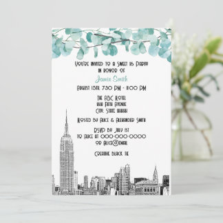 Invitation Paysage urbain de NYC ESB Gravure Eucalyptus Sweet