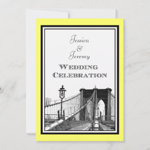Invitation Paysage urbain de NYC Pont de Brooklyn #1 Gravé Ma