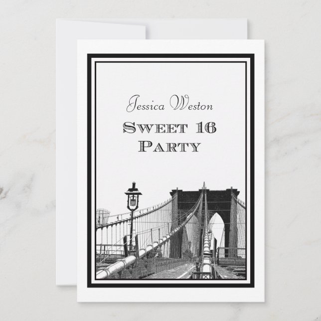 Invitation Paysage urbain de NYC Pont de Brooklyn #2 DIY Swee (Devant)